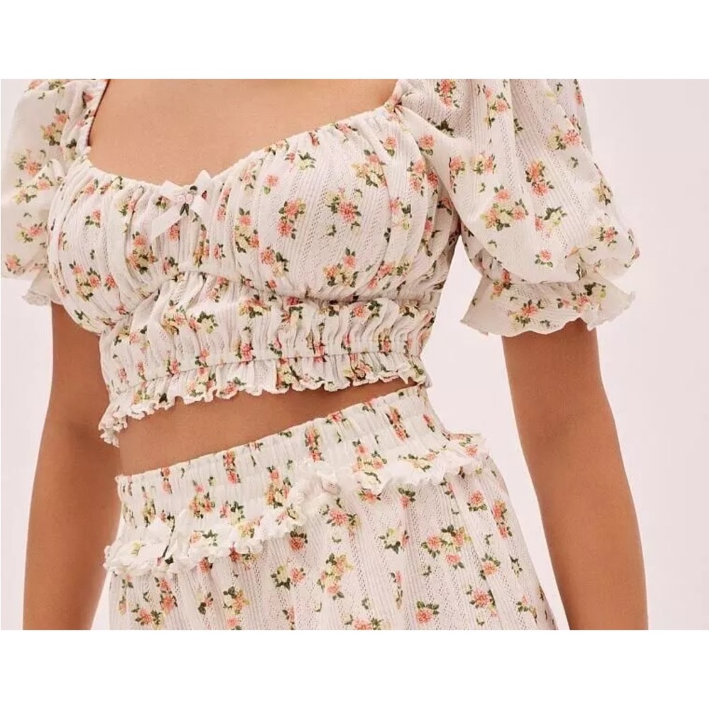 For Love And Lemons Lola Pointelle Crop Top & Shorts (NWT) - Picture 4 of 9